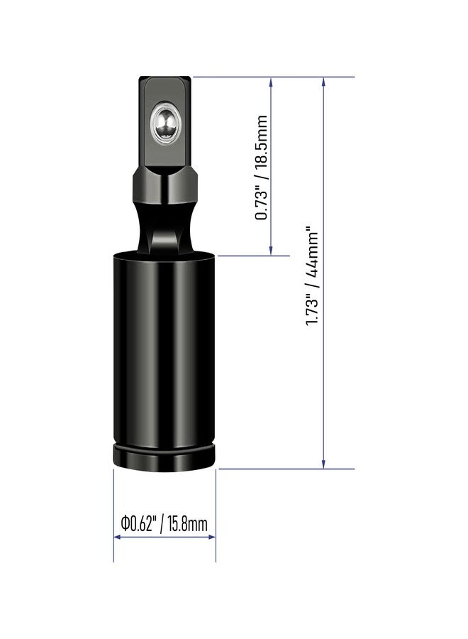 FOCMKEAS 1/4" Universal Joint Swivel Socket Adapter, Black Impact Socket Extension, CR-V Steel, 2PCS - Image 3