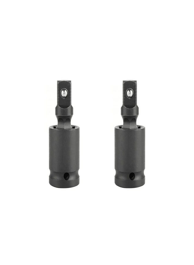 FOCMKEAS 1/4" Universal Joint Swivel Socket Adapter, Black Impact Socket Extension, CR-V Steel, 2PCS - Image 1