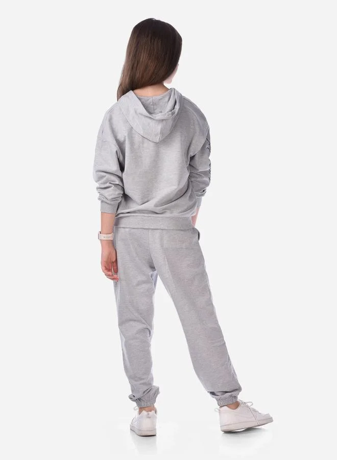 victor and jane Slogan Print Full Zipper Hoodie & Joggers Set by Styli