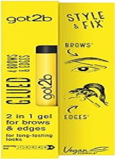 Schwarzkopf got2b Glued for Brows & Edges 2 in 1 Wand Gel, For Laying Edges and Styling Brows, 72hr Hold, No White Residue or Stickness, Vegan, Silicone Free, Alcohol Free, 16ml