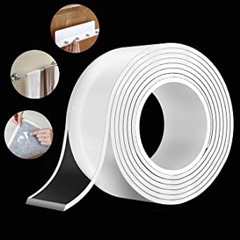 KIDINGTON Double Sided tape heavy duty for Wall Waterproof Grip Tape Reusable Silicone AntiSlip Strong Adhesive Traceless MultiFunctional Sticky Strips Tape 3 Meter Transparent