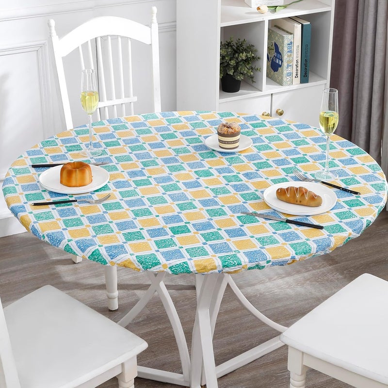 Walrus Round Vinyl Fitted Tablecloth with Flannel Backing Elastic Edge Design Table Cover Waterproof Oil-Proof PVC Table Cloth Stain-Resistant Best for 32"-36" Round - Image 4