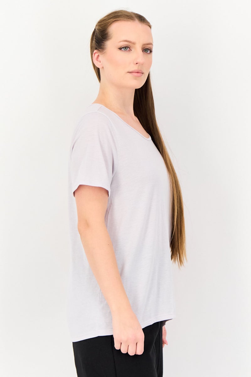 Nike Women Dri Fit Short Sleeve Running Tops, Lavender - Image 3