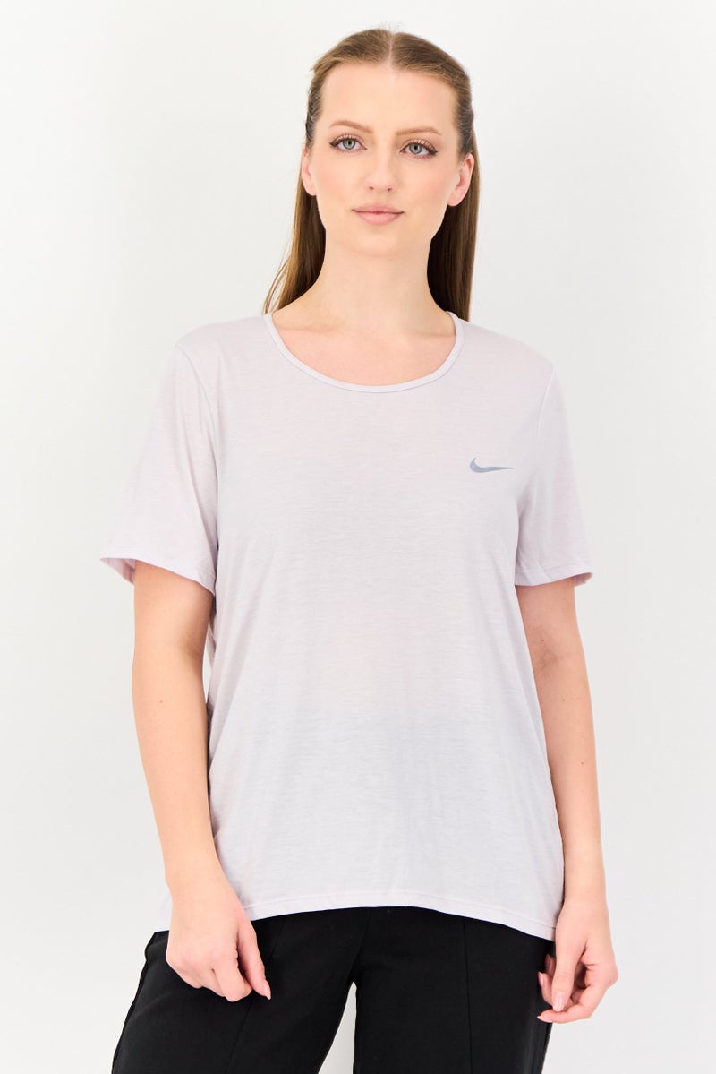 Nike Women Dri Fit Short Sleeve Running Tops, Lavender - Image 1