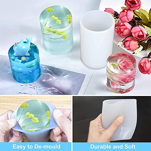 ESEENS 2 Pack Cylinder & Round Candle Molds - 2 Size Style - 3D Silicone Molds for Resin & Chocolate, Handmade Cylinder Molds - Image 2