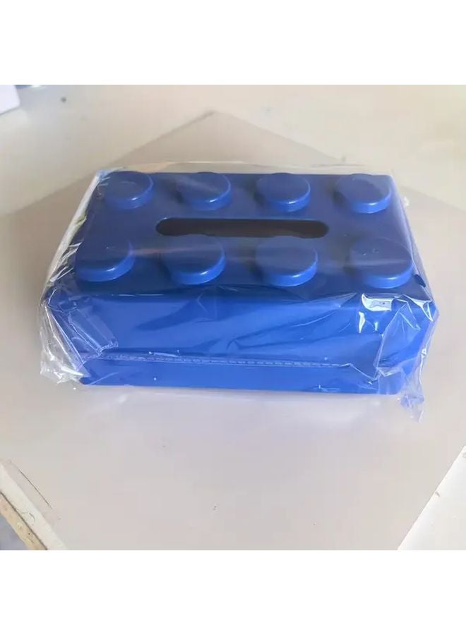 Blue Creative Lego Style Tissue Box Home Desktop Storage Decoration - Image 1