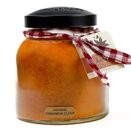 A Cheerful Giver A Cheerful Giver  Orange Cinnamon Clove  34oz Papa Scented Candle Jar with Lid  Keepers of the Light  155 Hours of Burn Time Gift for Women Orange 