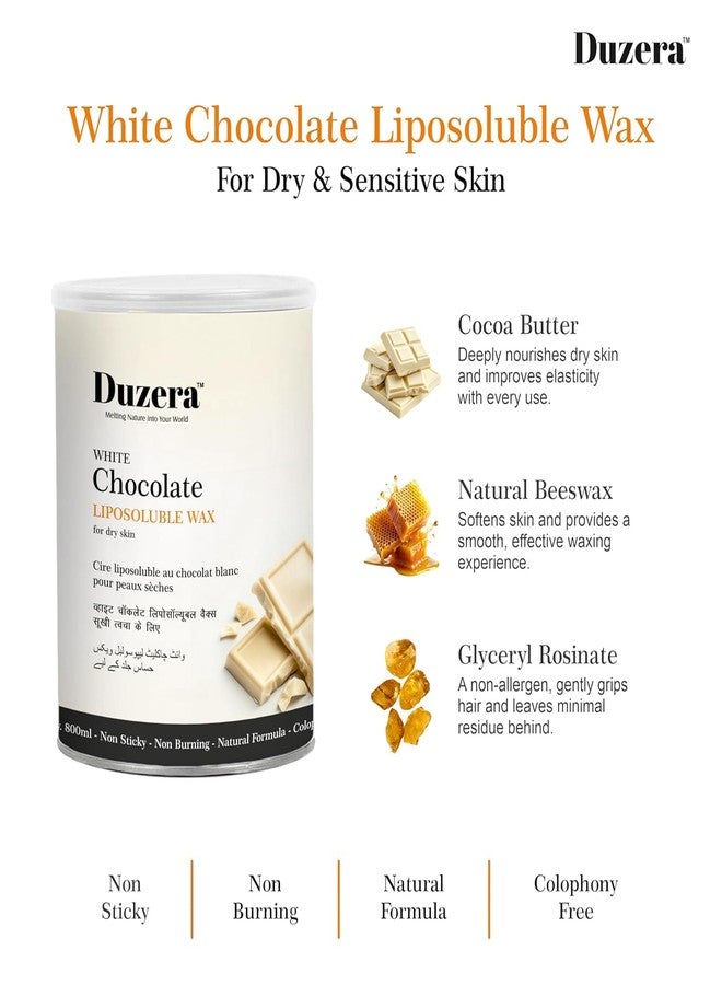 Duzera Professional Wax Pure Natural No Skin Burn Allergen Free Dermatologically Tested, Colophony Free (White Chocolate Liposoluble Wax) - Image 2