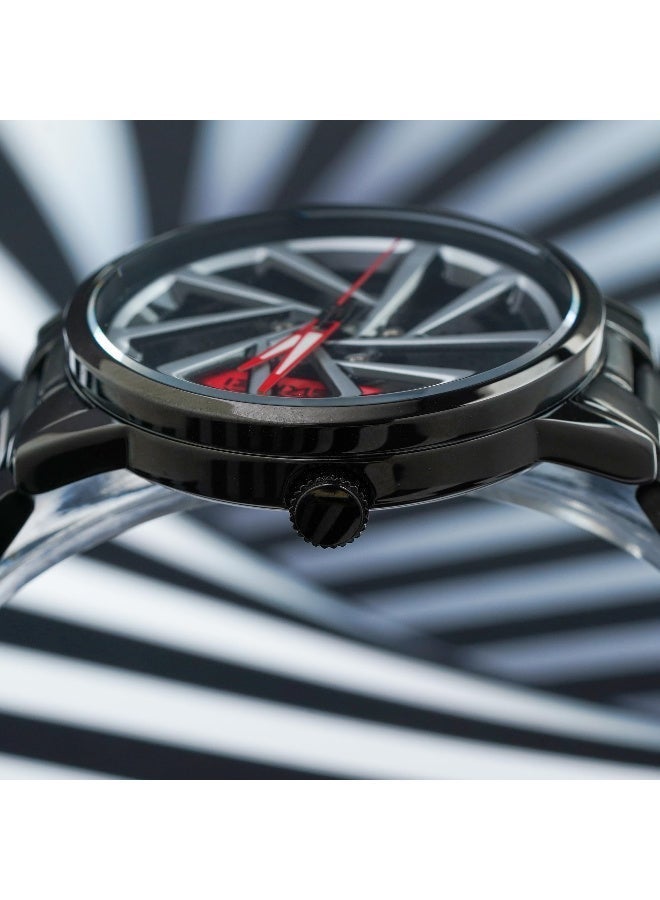 سكمي ساعة سكيمي الرياضية للرجال بتصميم عجلة مجوفة ثلاثية الأبعاد من الفولاذ المقاوم للصدأ، مقاومة للماء، وعجلة سيارة دوارة، طراز 1990 - Image 4