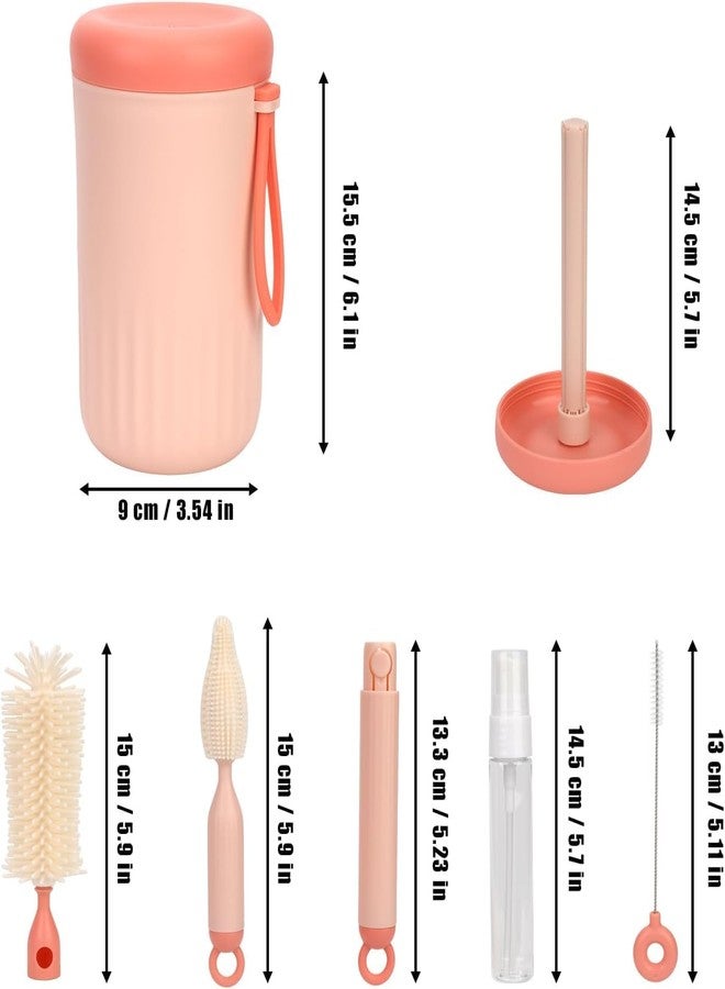 LEVGRY Baby Travel Essential Bottle Cleaner kit, 6 in1 Extendable Silicone Travel Bottle Brush Set & Drying Rack, Nipple, Straw, & Breast Pump Portable Cleaning, Soap Dispenser & Case, Gift for Mom - Image 2