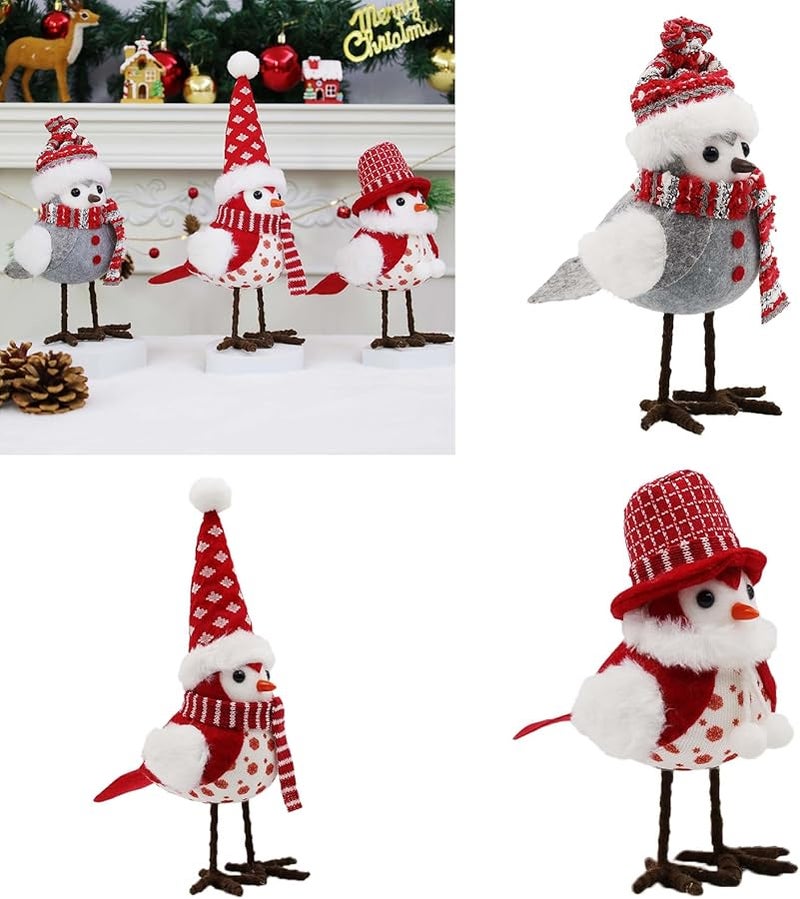 Christmas Bird Handcraft Plush Scarf Type A Color Winter Tabletop Fireplace Decor - Image 3