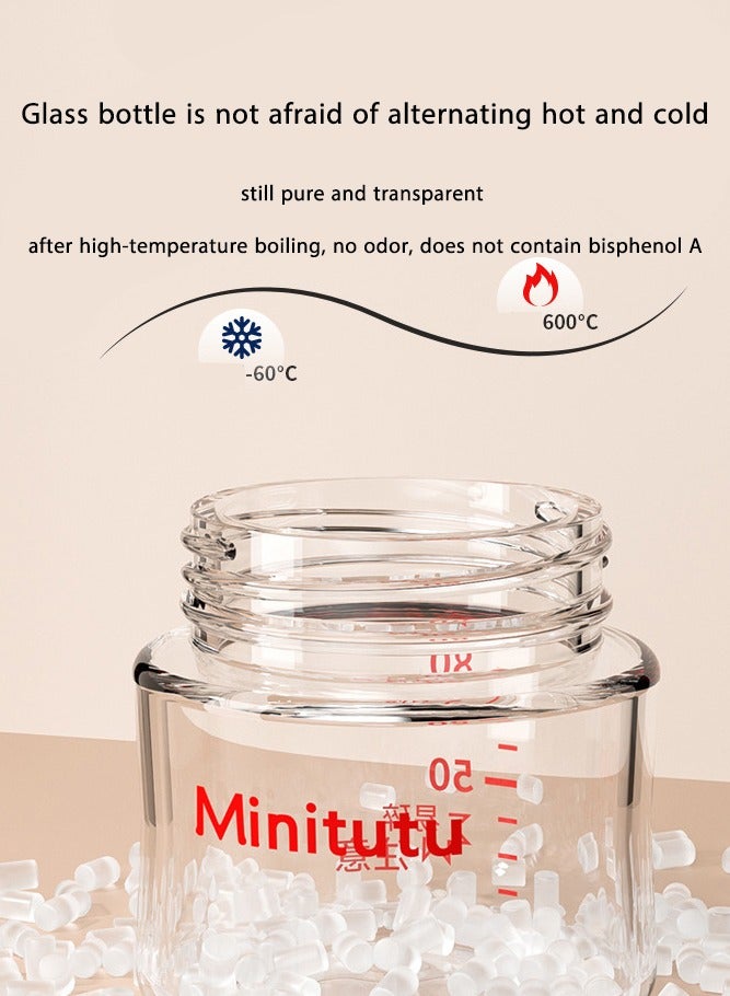 Minitutu Wide-Caliber Glass Baby Bottle With Breast-Like Nipples  for Newborns, 80ML, 0M+ - Image 5