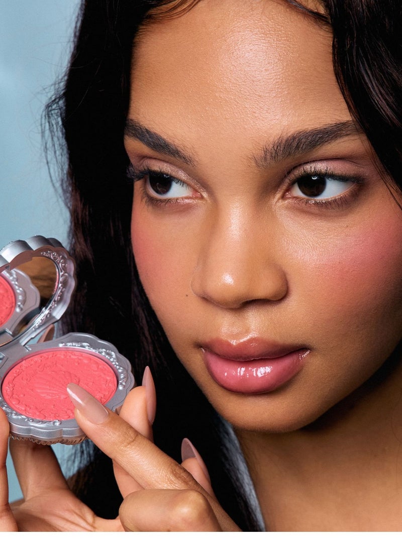 Flower Knows Shell's Jewel Silk Satin Blush – Long-Lasting Cheek u0026 Highlight Duo with Vitamin E - 05 Strawberry Bubble - Image 2