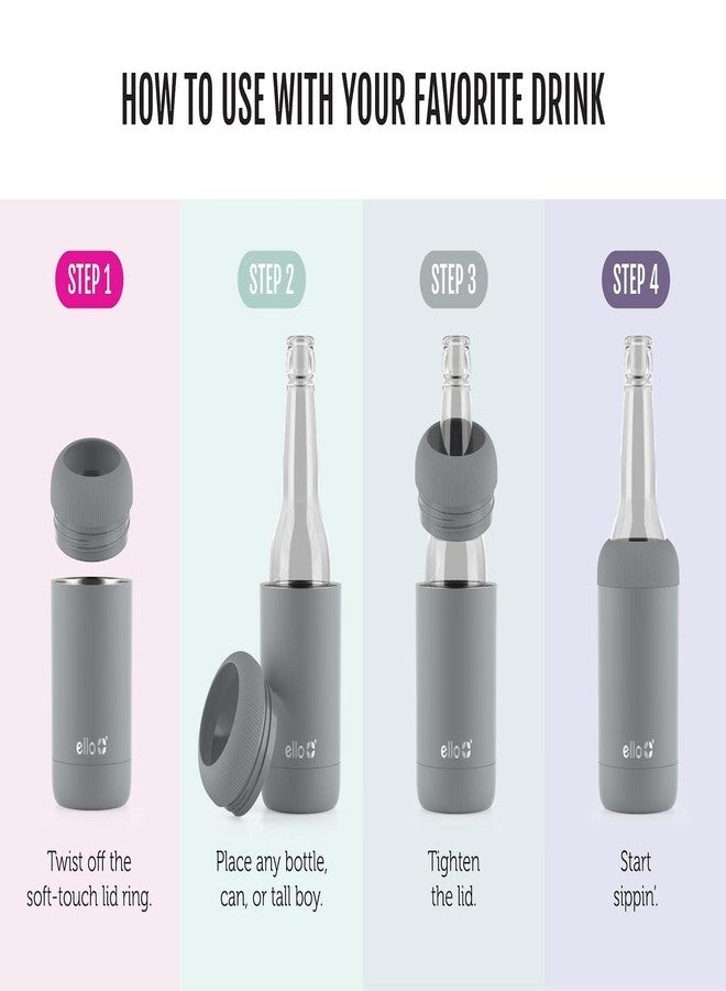 Ello Stainless Steel Insulated Can Cooler | Keeps 12oz, 16oz, Slim Cans, and Glass Bottles Cold | Metal Drink Holder Perfect for Beer, Soda, and Hard Seltzer, Grey - Image 5