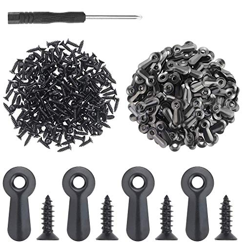Powlankou 100 Pieces Frame Picture Turn Button and 100 Pieces Screws for Hanging Pictures, Black - Image 1