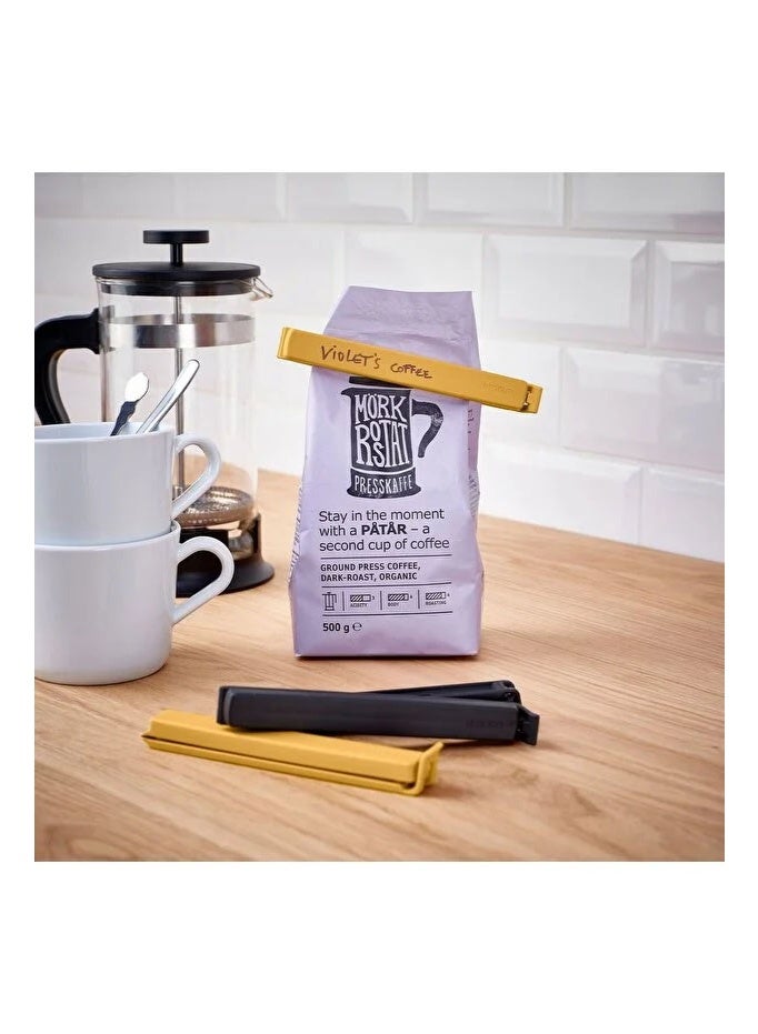 BEVARA 6-piece bag sealing clips, black and yellow, one size fits all, for keeping food fresh and storing snacks. - Image 4