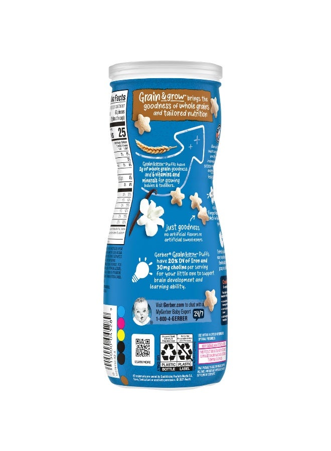Gerber Gerber, Snacks for Baby, Grain & Grow, Puffs, Puffed Grain Snack, 8+ Months, Vanilla, 1.48 oz (42 g)  - Image 4