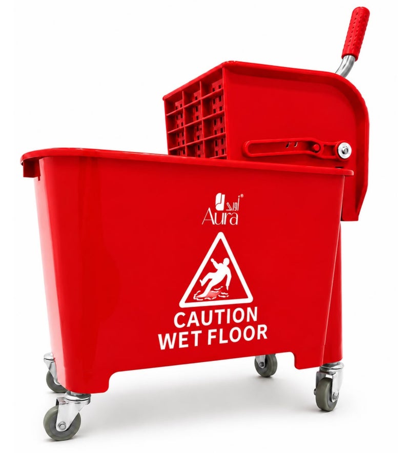 AURA Mop Bucket with Wringer 20L | Heavy Duty Cleaning Trolley with 360° Swivel Wheels | Leak-Proof Mop Bucket for Hotels, Offices, Restaurants & Home Use - Image 1