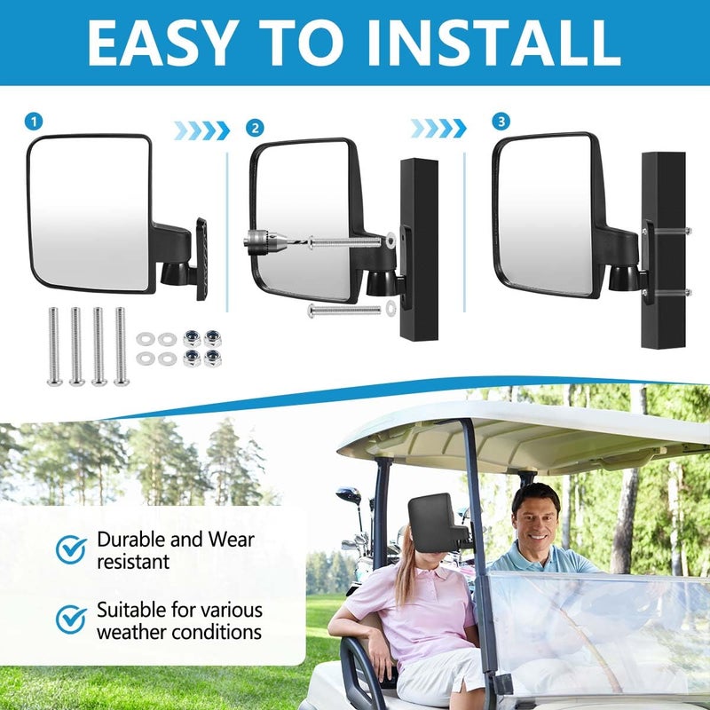 OBTANIM Adjustable Golf Cart Side Rear View Mirrors for Club Car EZ GO Yamaha and Others Carts - Image 4