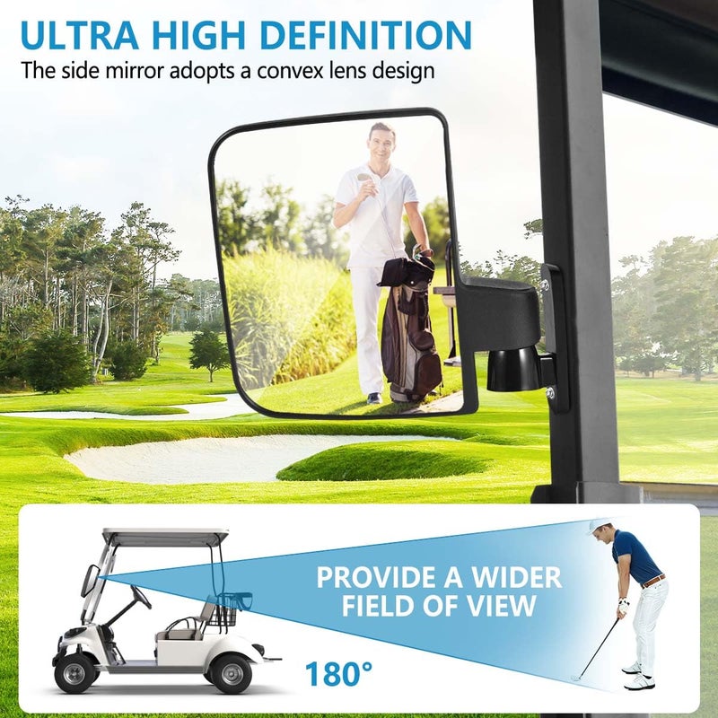 OBTANIM Adjustable Golf Cart Side Rear View Mirrors for Club Car EZ GO Yamaha and Others Carts - Image 5