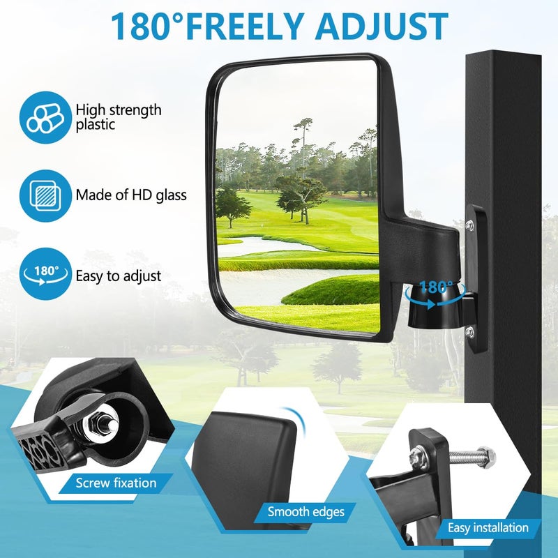 OBTANIM Adjustable Golf Cart Side Rear View Mirrors for Club Car EZ GO Yamaha and Others Carts - Image 3