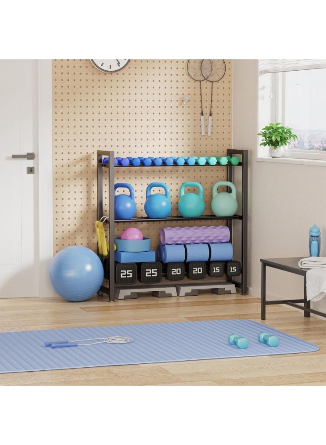 Arabest Adjustable 3 Tier Metal Dumbbell Rack, Heavy‑Duty Sturdy Weight Storage Stand, Space‑Saving Home Gym Equipment Organizer for Dumbbells, Dumbbell Holder for Indoor Fitness Workout - Image 3