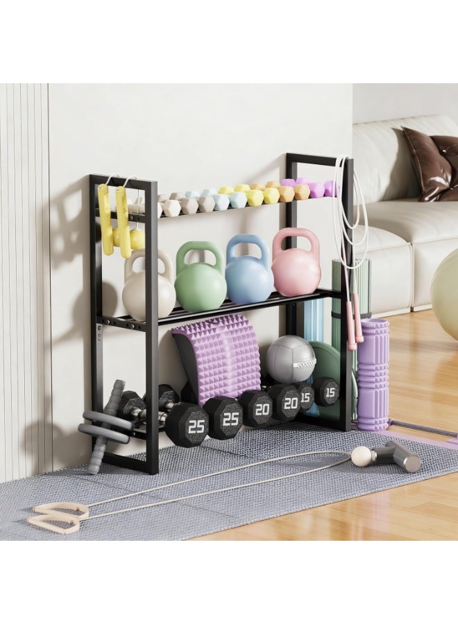 Arabest Adjustable 3 Tier Metal Dumbbell Rack, Heavy‑Duty Sturdy Weight Storage Stand, Space‑Saving Home Gym Equipment Organizer for Dumbbells, Dumbbell Holder for Indoor Fitness Workout - Image 2