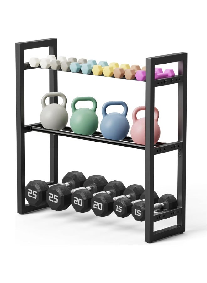 Arabest Adjustable 3 Tier Metal Dumbbell Rack, Heavy‑Duty Sturdy Weight Storage Stand, Space‑Saving Home Gym Equipment Organizer for Dumbbells, Dumbbell Holder for Indoor Fitness Workout - Image 1