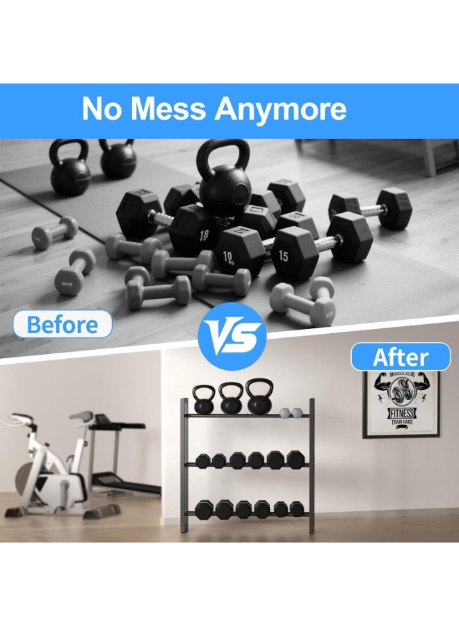 Arabest Adjustable 3 Tier Metal Dumbbell Rack, Heavy‑Duty Sturdy Weight Storage Stand, Space‑Saving Home Gym Equipment Organizer for Dumbbells, Dumbbell Holder for Indoor Fitness Workout - Image 4