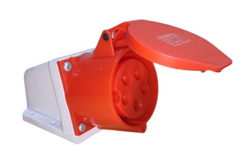 BRS TECHNO مقبس بريس الصناعي 32A 5 دبابيس مقبس لوحة مقبس حائط 3 طرق مقبس متعدد IP44 تصنيف أحمر ورمادي ثلاثي الطور 32A_5 دبابيس_مقبس ومقبس حائط_زوج من 1 - Image 4