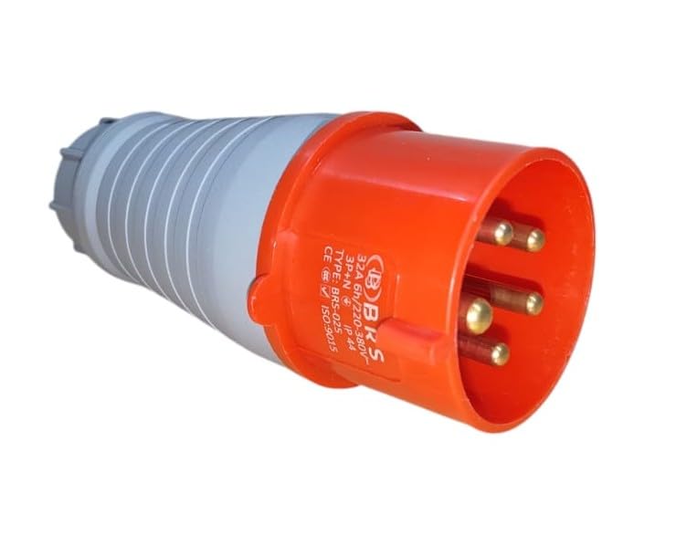 BRS TECHNO مقبس بريس الصناعي 32A 5 دبابيس مقبس لوحة مقبس حائط 3 طرق مقبس متعدد IP44 تصنيف أحمر ورمادي ثلاثي الطور 32A_5 دبابيس_مقبس ومقبس حائط_زوج من 1 - Image 2