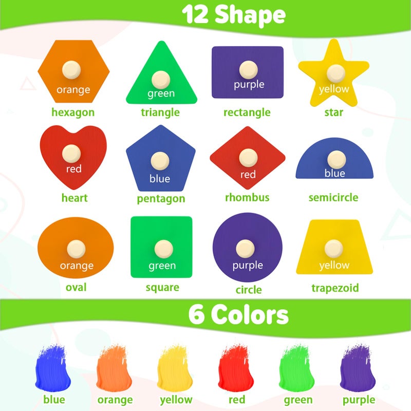 Jumlys Montessori Toys for Toddlers 1, 2, 3 Year Old, Wooden Shape Learning Puzzles for Baby 12-18-24 Months, Early Educational Toys, Perfect Christmas Birthday Gifts for Boys & Girls Age 1-3 - Image 5