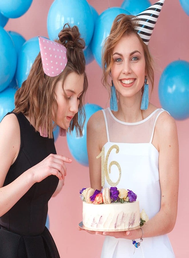 HOKPA زينة كعكة عيد الميلاد السادس عشر من هوكبا، مرصعة بأحجار الراين، زينة ذهبية لكعكة عيد الميلاد السادس عشر، مثالية لحفلات الكبار أو حفلات الذكرى السنوية، تذكار رائع - Image 3