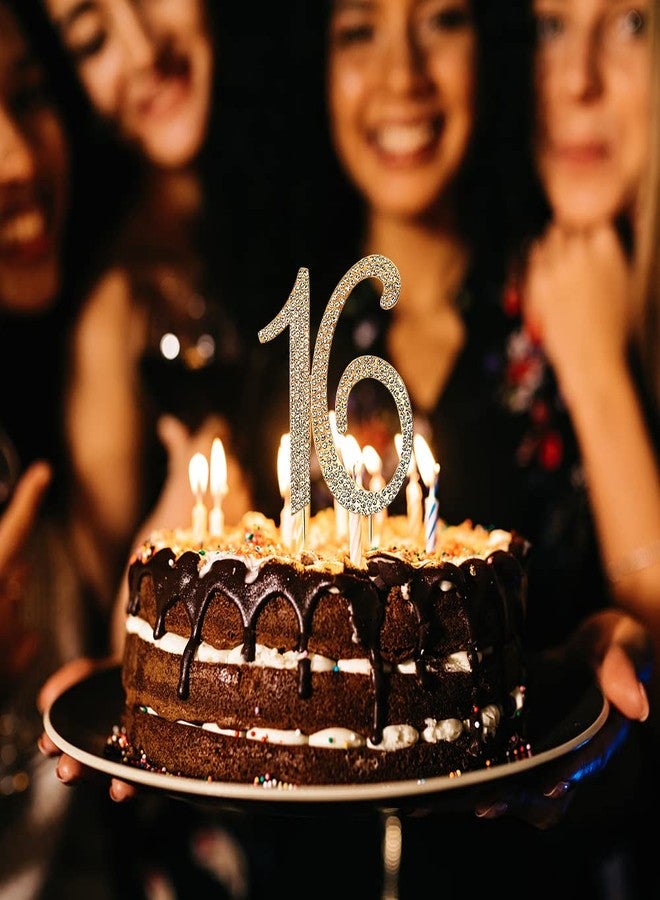 HOKPA زينة كعكة عيد الميلاد السادس عشر من هوكبا، مرصعة بأحجار الراين، زينة ذهبية لكعكة عيد الميلاد السادس عشر، مثالية لحفلات الكبار أو حفلات الذكرى السنوية، تذكار رائع - Image 2