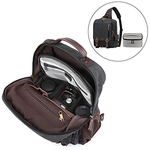 S-ZONE Padded Foldable Bag for DSLR SLR Camera TLR Sony Canon Nikon or Flash, grey, M, Foldable, padded, lightweight - Image 4