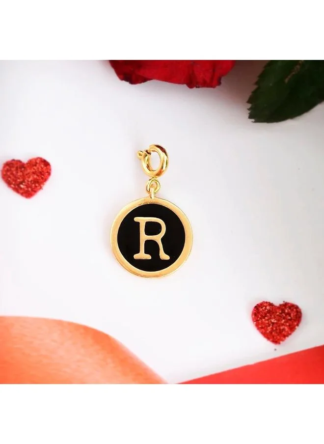 فويلا Valentine's Day Collection Alphabet R Black Enamel Charm