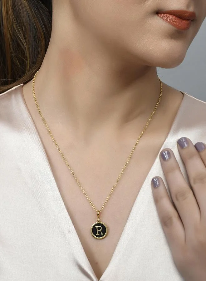 VOYLLA Valentine's Day Collection Alphabet R Black Enamel Charm