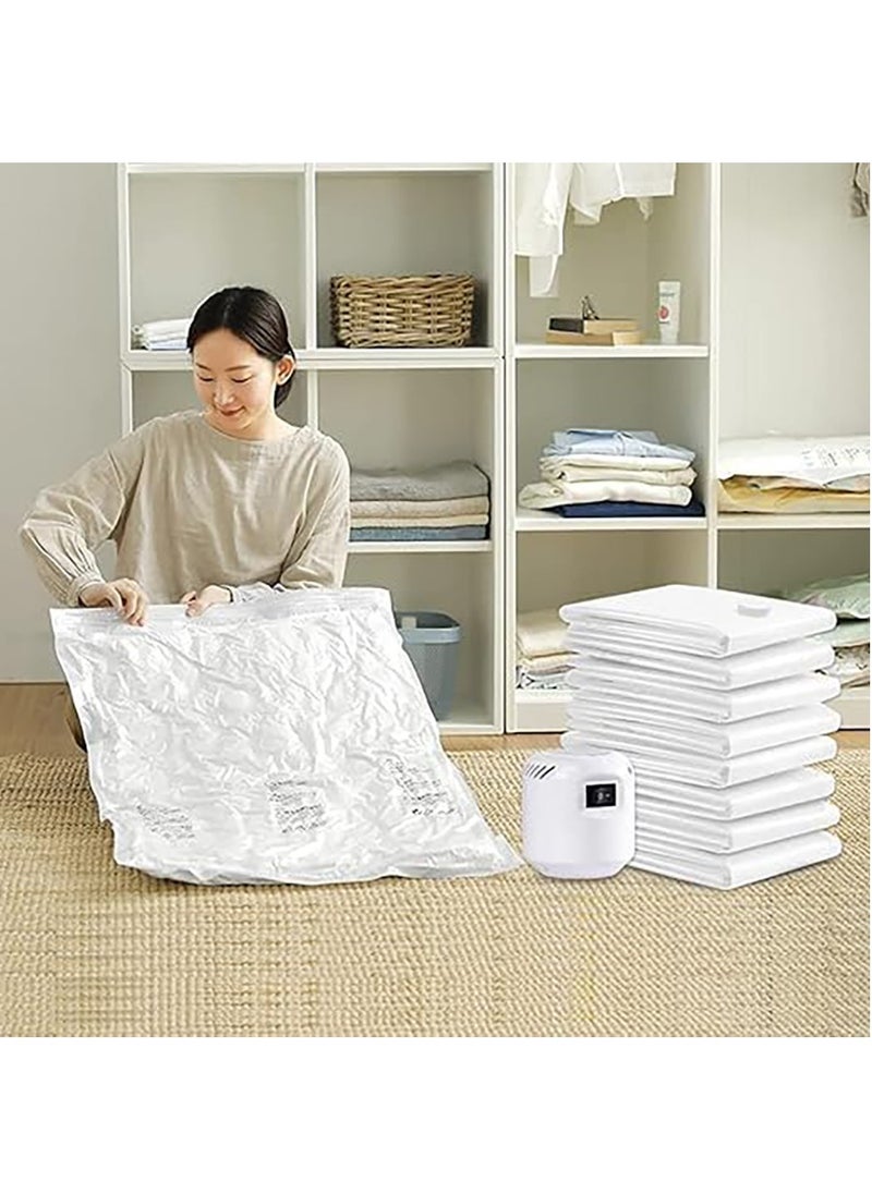Generic 6Pcs Vacuum Storage Bags with Electric Pump Space Saver Sealer Compression Bags for Comforter and Blankets Jumbo Vacuum Seal Bags for Clothing Bedding Blankets Comforters Pillows (L)  - Image 1