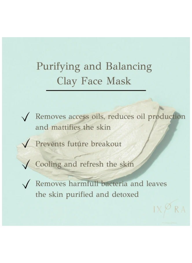 IXORA Certified Organic Purifying Clay Face Mask - Green clay with Tea Tree Essential Oil, Kaolinite & Aloe Vera for Blackheads and Pores - suitable for all skin types - 50ml - Image 5