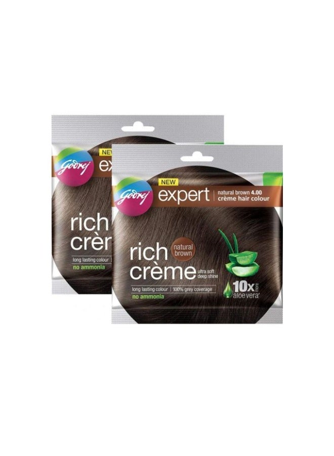 Godrej rich creme Hair Color Natural Brown 20ml+20g 2pcs
