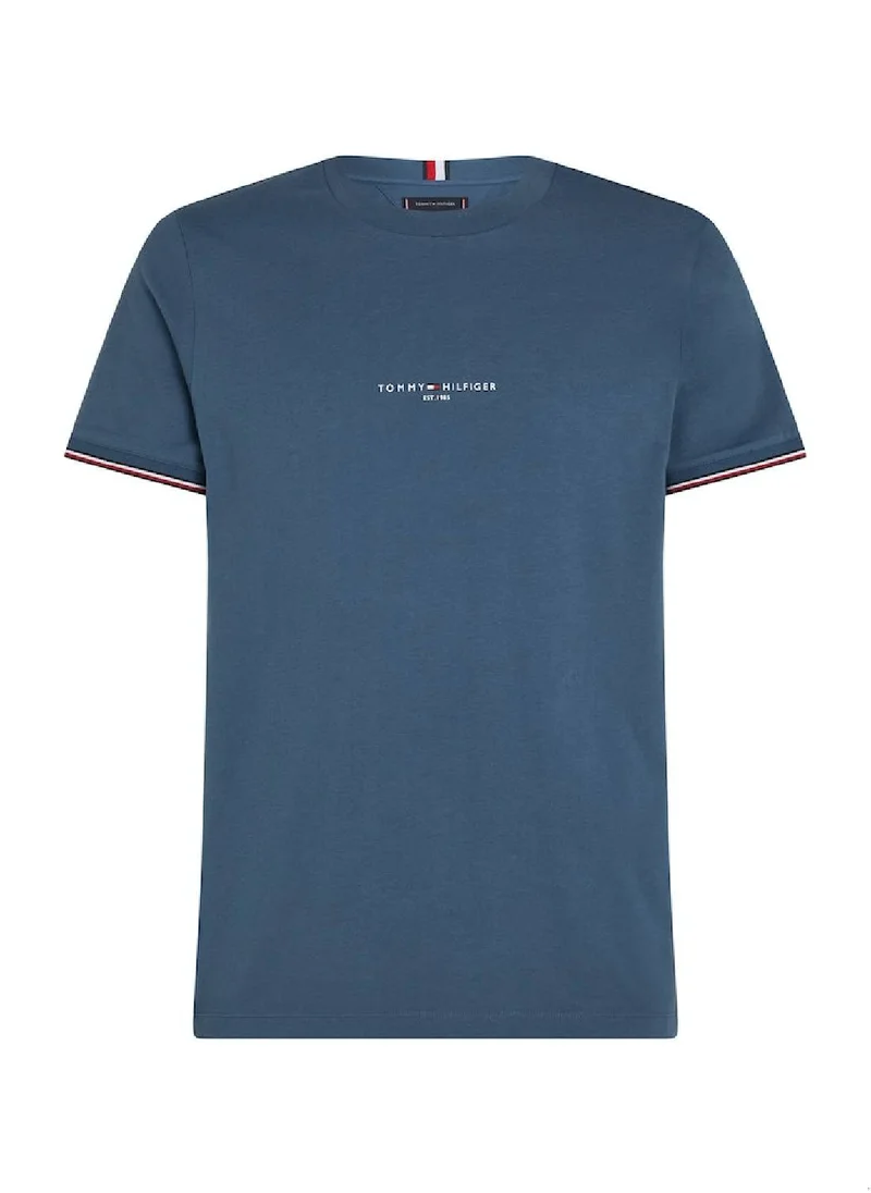 TOMMY HILFIGER Men's Tipped Logo Slim Fit T-Shirt -  Pure cotton, Blue