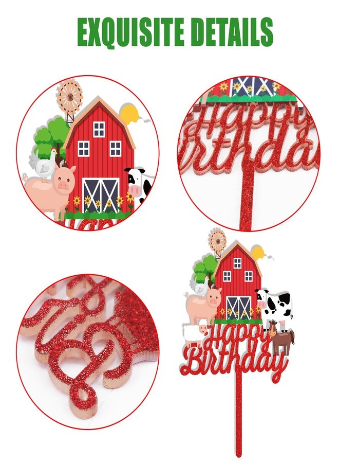Animsco Farm Animal Cake Toppers Red Acrylic Cake Topper for Animals Birthday Party Supplies Pig Chicken Cow Sheep Farm Themed Birthday Cake Decoration - Image 5