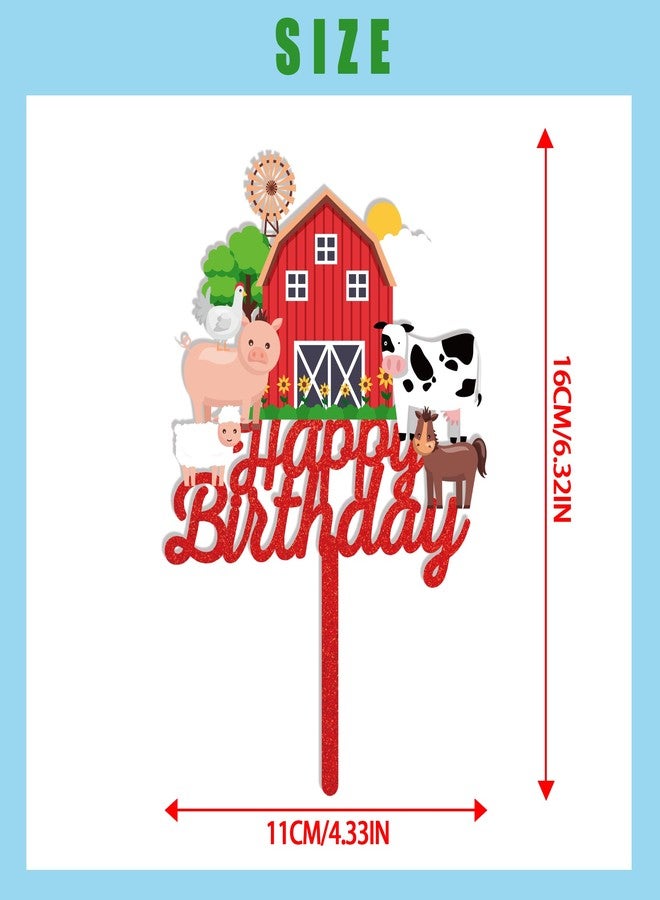 Animsco Farm Animal Cake Toppers Red Acrylic Cake Topper for Animals Birthday Party Supplies Pig Chicken Cow Sheep Farm Themed Birthday Cake Decoration - Image 2