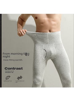 Generic Mens Cotton Thermal Slim-fit High-Waist Pants Autumn Black  - Image 3