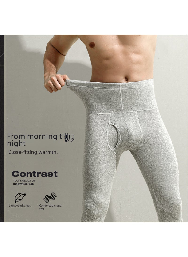 Generic Mens Cotton Thermal Slim-fit High-Waist Pants Autumn Black  - Image 3