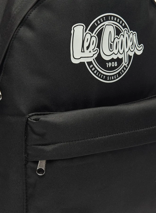 Lee Cooper Women Logo Print Backpack with Adjustable Straps and Zip Closure - 32x14x37 cm