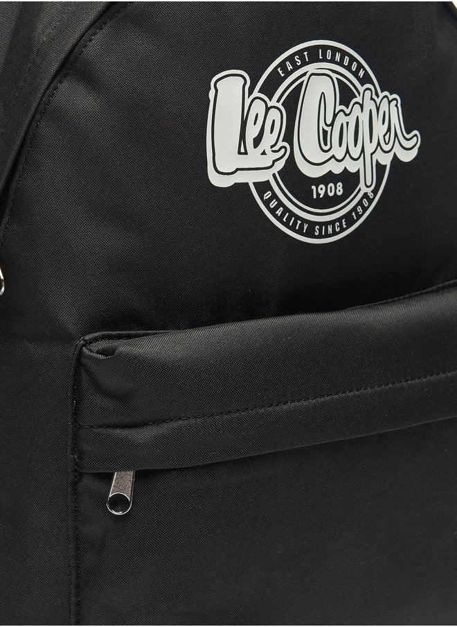 Lee Cooper Women Logo Print Backpack with Adjustable Straps and Zip Closure - 32x14x37 cm  - Image 3