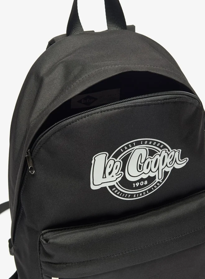 Lee Cooper Women Logo Print Backpack with Adjustable Straps and Zip Closure - 32x14x37 cm