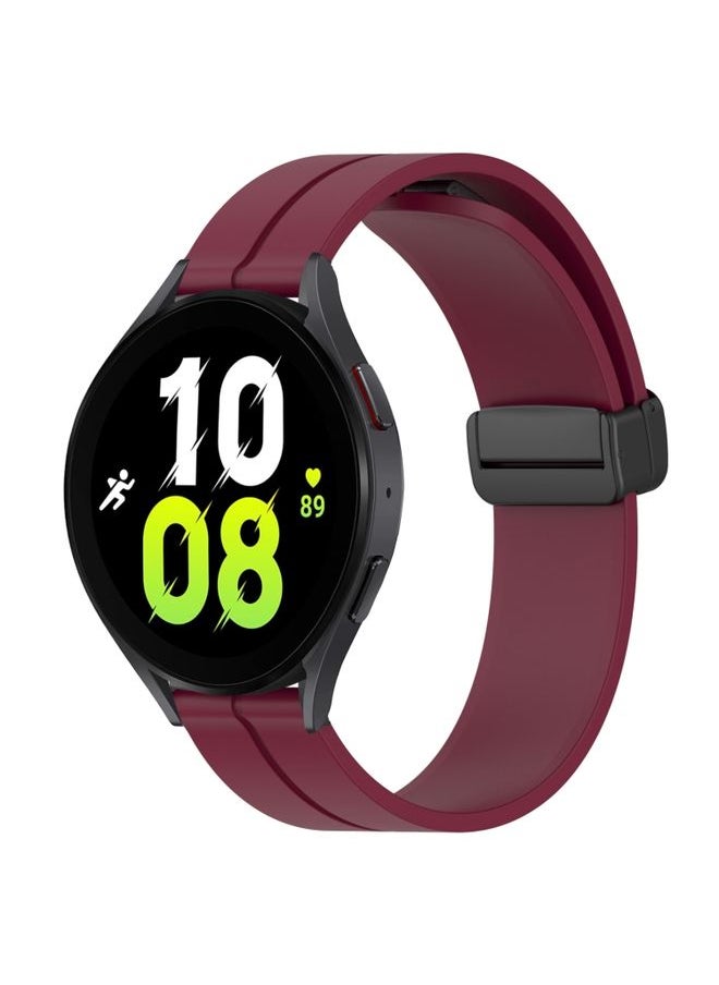 Generic Replacement Strap For Samsung Galaxy Watch 5 40mm 20mm Solid Color Magnetic Clasp Silicone Watch Band Wine Red 