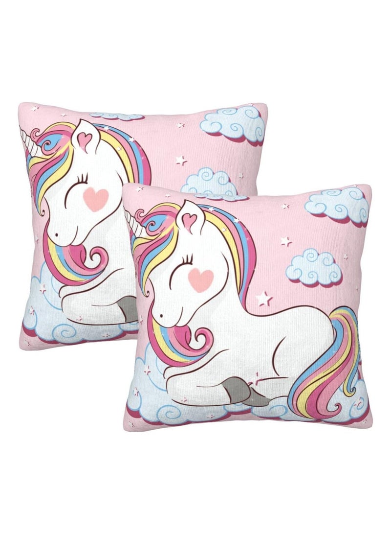 general Unicorn Pillow Cover, Cute Cartoon Pillow Cover 18 "X18", Set of 2 Pillow Covers Decorative Pillow Cushion Covers for Sofa Bed Car Sofa - Image 1